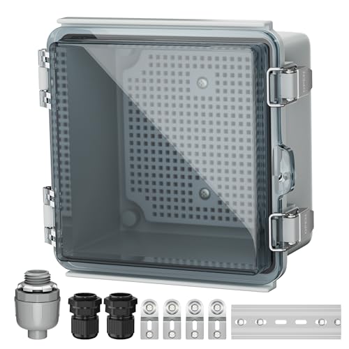 Joinfworld Outdoor Electrical Box, Metal Outdoor Enclosure Box Waterproof IP65 Junction Vented Enclosure Weatherproof with Cold-Rolled Steel Plate Fan Din Rail Cable Gland 15.7"x11.8"x7.9" - Image 1