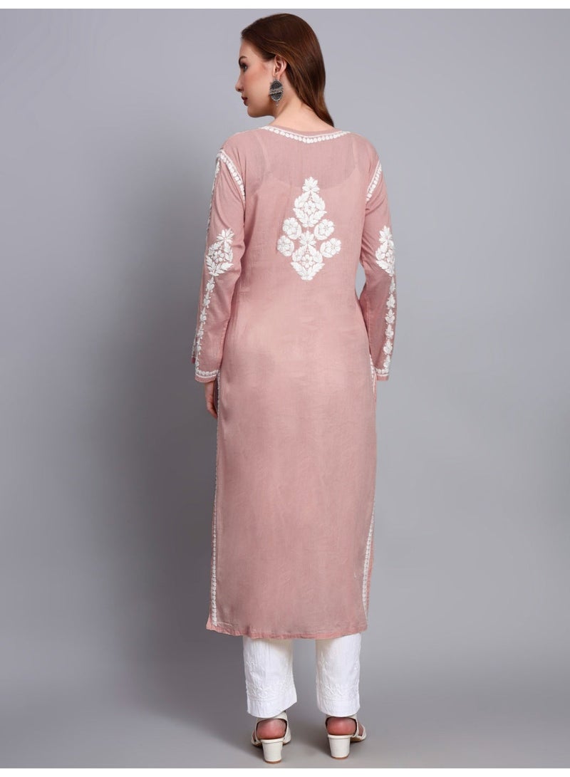 Alaya Women Hand Embroidered Chikankari Cotton Kurta -AL3723 - Image 2