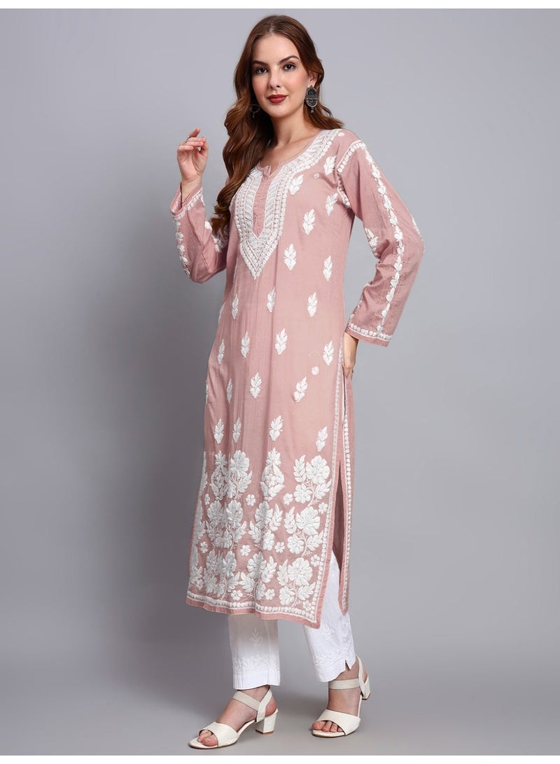 Alaya Women Hand Embroidered Chikankari Cotton Kurta -AL3723 - Image 5