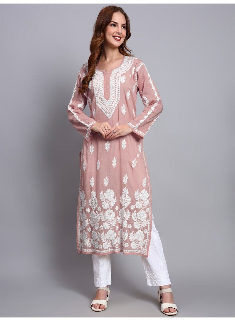 Alaya Women Hand Embroidered Chikankari Cotton Kurta -AL3723 - Image 3