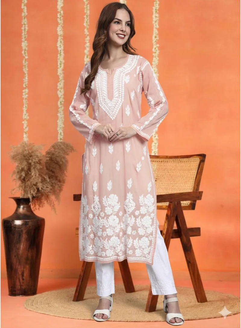 Alaya Women Hand Embroidered Chikankari Cotton Kurta -AL3723