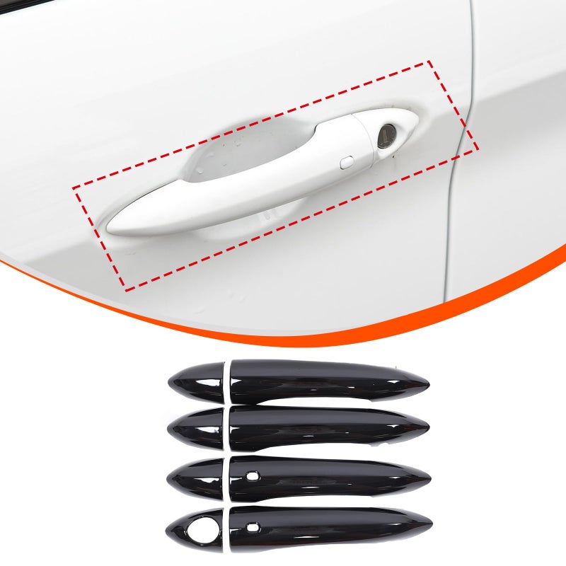TOYCIDFG Exterior Door Handle Grab Cover Trim Compatible with Alfa Romeo Giulia Stelvio 20172020 Car Decoration Accessories Black with Smart Keyhole - Image 2