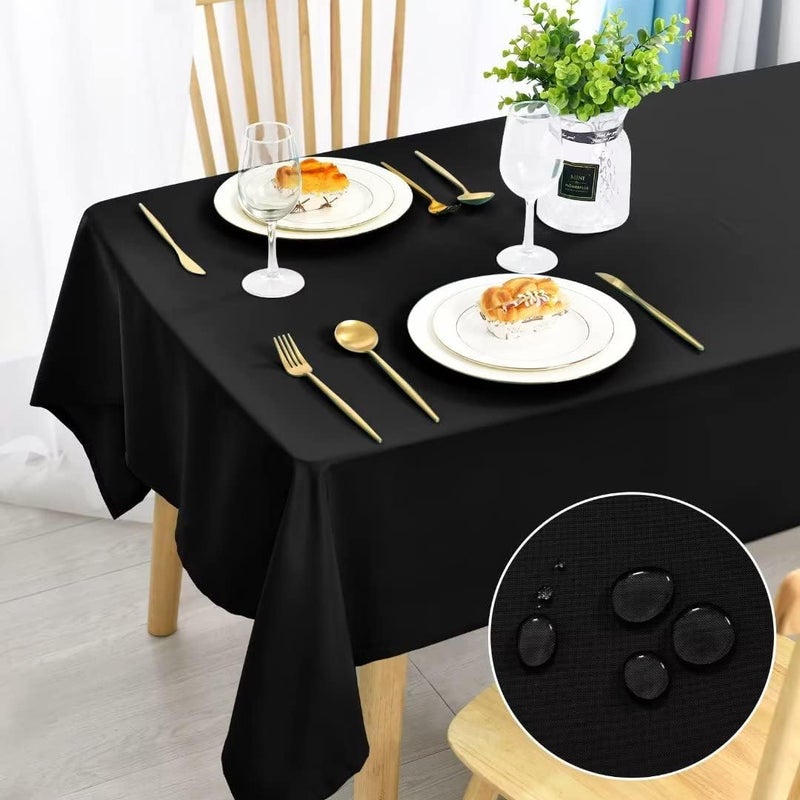 DWCN Black Tablecloth, Stain Protection, Washable Table Linen, Waterproof Tablecloth, Halloween Tablecloth for Dining Room, Garden, Party, Weddings or Household, 150 x 300 cm - Image 1