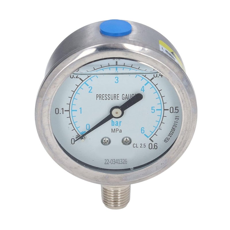مقياس ضغط المياه من الفولاذ المقاوم للصدأ 0-6 ميجا باسكال زيت هيدروليكي فراغ صلابة عالية - Image 2