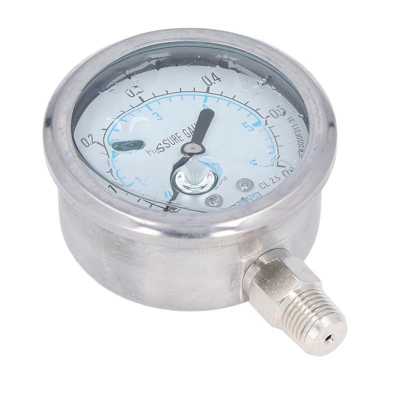 مقياس ضغط المياه من الفولاذ المقاوم للصدأ 0-6 ميجا باسكال زيت هيدروليكي فراغ صلابة عالية - Image 3