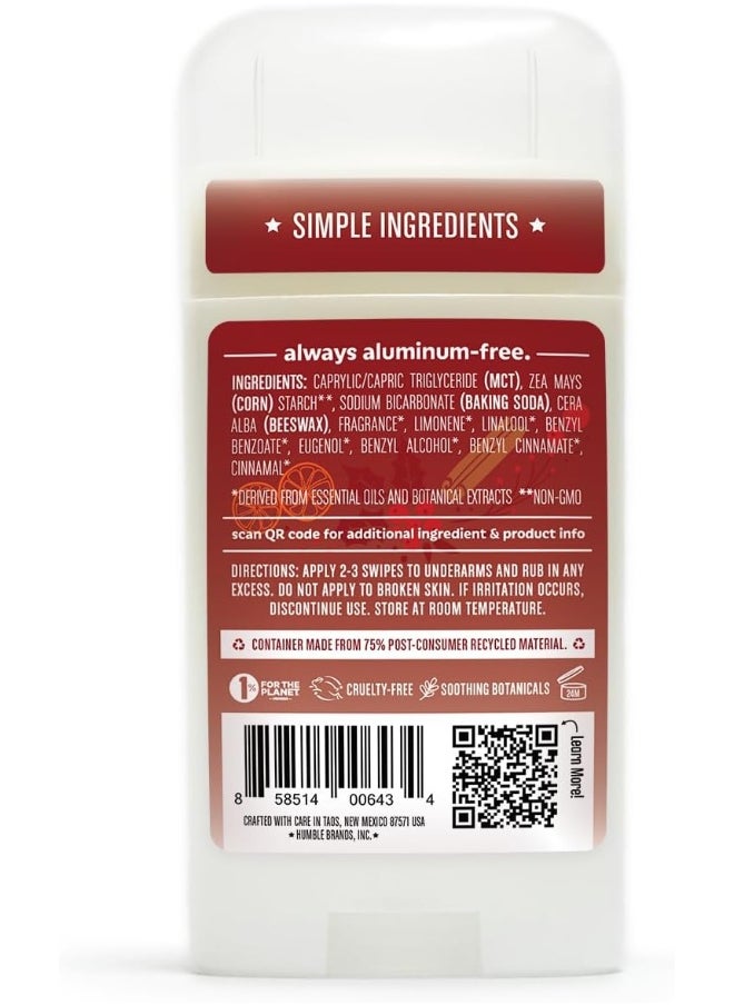 HUMBLE SIMPLE AND TRUE. - All Natural Aluminum Free Deodorant Stick For Women Men, Sweet Orange Cinnamon, Pack Of 1 - Image 1