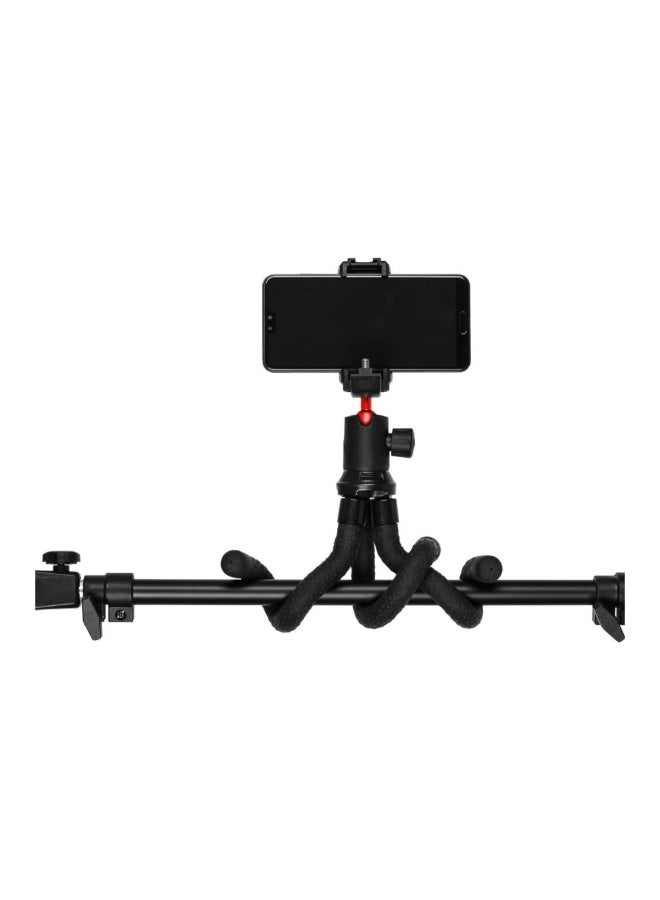 porodo Flexible Foldable & Extendable Tripod with Phone Holder, ABS + Rubber Material, Non-Slip Grip, 330mm Folded Length, Lightweight & Portable, 39cm Extended Height - Black  - Image 4