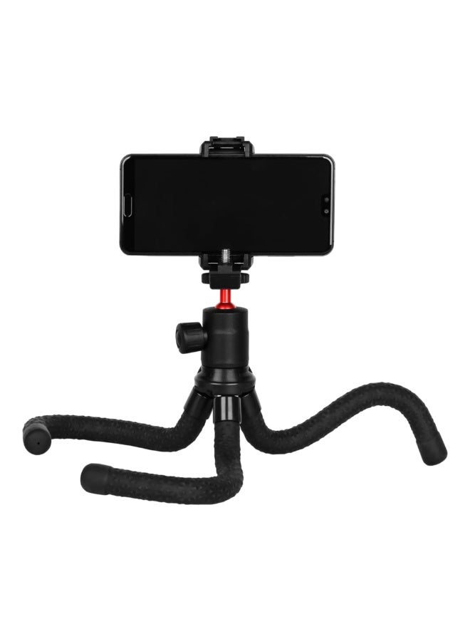 porodo Flexible Foldable & Extendable Tripod with Phone Holder, ABS + Rubber Material, Non-Slip Grip, 330mm Folded Length, Lightweight & Portable, 39cm Extended Height - Black  - Image 1