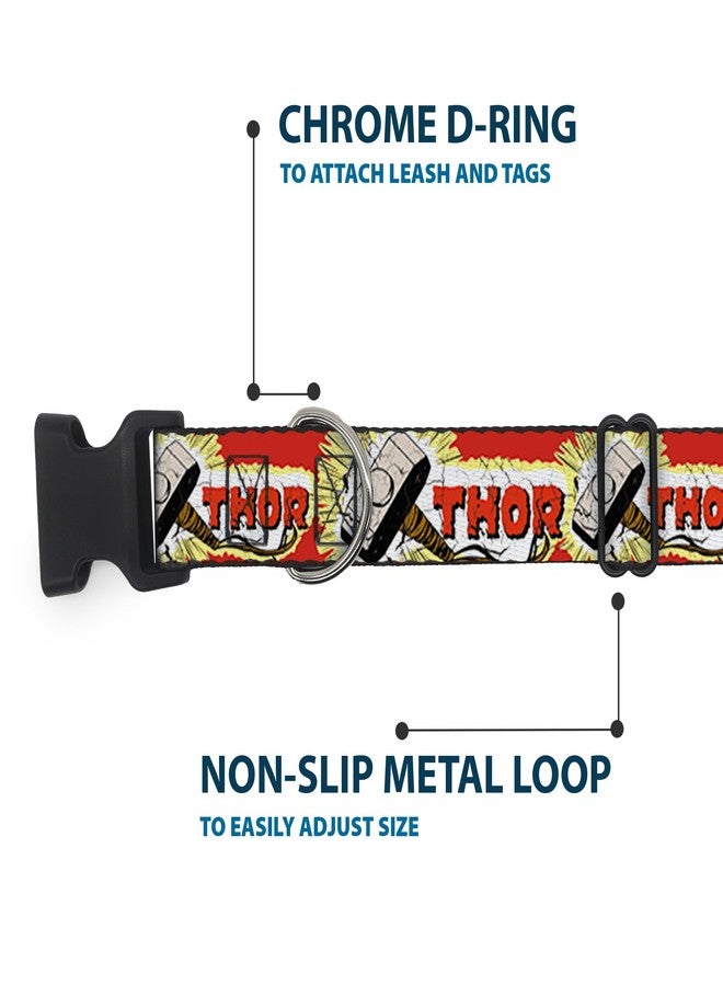 Buckle Down Dog Collar Plastic Clip Thor Hammer Red Yellow White 6 to 9 Inches 0.5 Inch Wide - Image 5