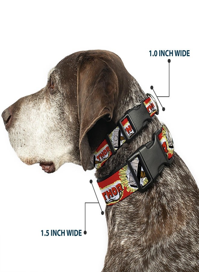 Buckle Down Dog Collar Plastic Clip Thor Hammer Red Yellow White 6 to 9 Inches 0.5 Inch Wide - Image 2