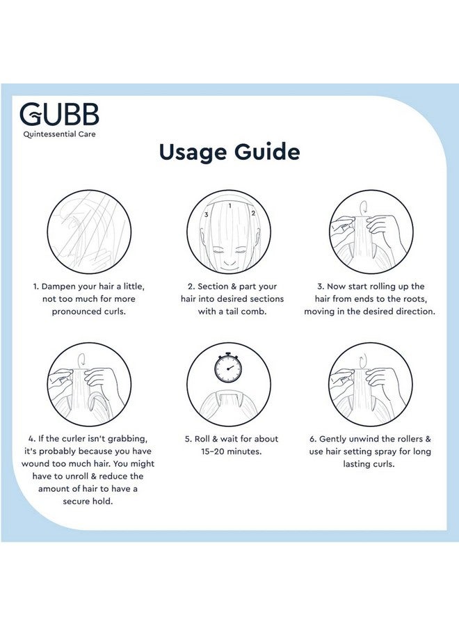 GUBB Hair Rollers for Curling | Self Grip Holding Rollers for Small Hair | With Clips | (Pack of 12) Curlers - Blue - Image 5