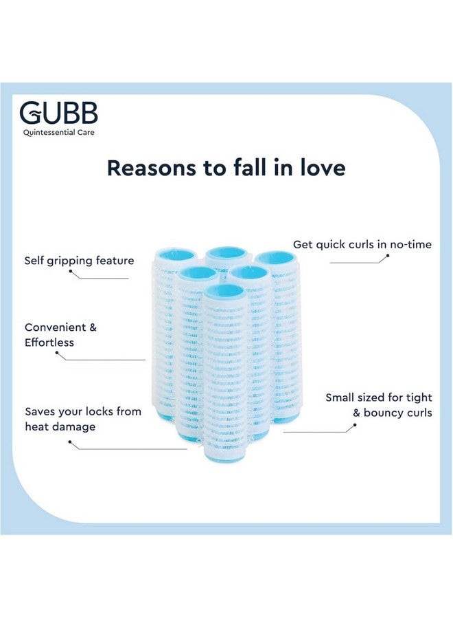 GUBB Hair Rollers for Curling | Self Grip Holding Rollers for Small Hair | With Clips | (Pack of 12) Curlers - Blue - Image 3
