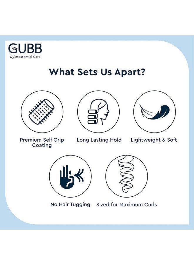 GUBB Hair Rollers for Curling | Self Grip Holding Rollers for Small Hair | With Clips | (Pack of 12) Curlers - Blue - Image 4