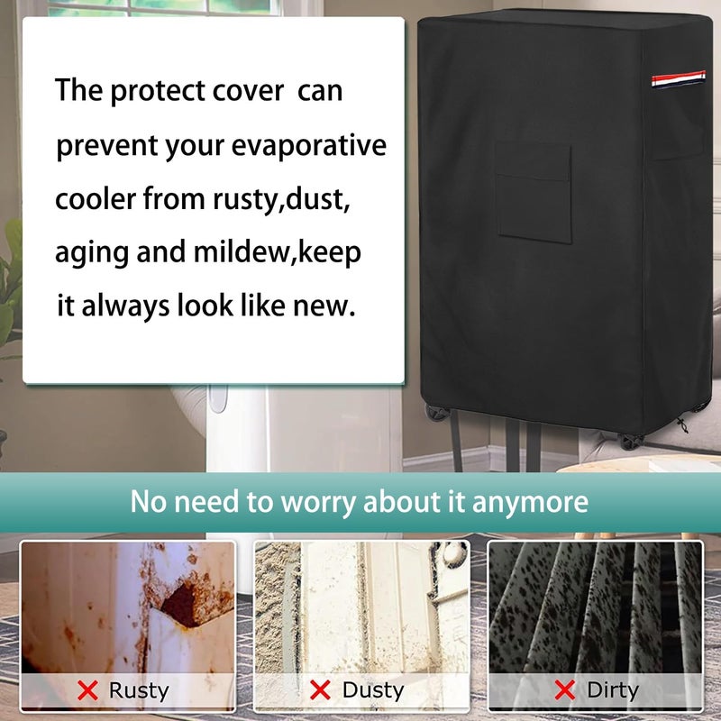 Alickwang Outdoor Portable Evaporative Air Cooler Cover, 600D Heavy Duty Waterproof, Fits MC61M/MC61V, Black, 29" x 18" x 45" - Image 4