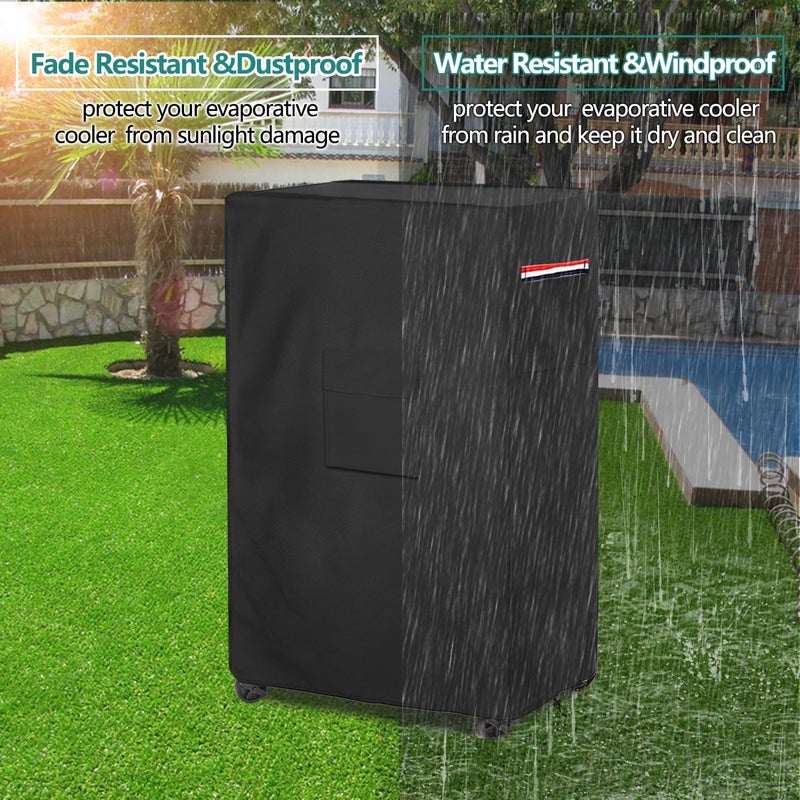 Alickwang Outdoor Portable Evaporative Air Cooler Cover, 600D Heavy Duty Waterproof, Fits MC61M/MC61V, Black, 29" x 18" x 45" - Image 5