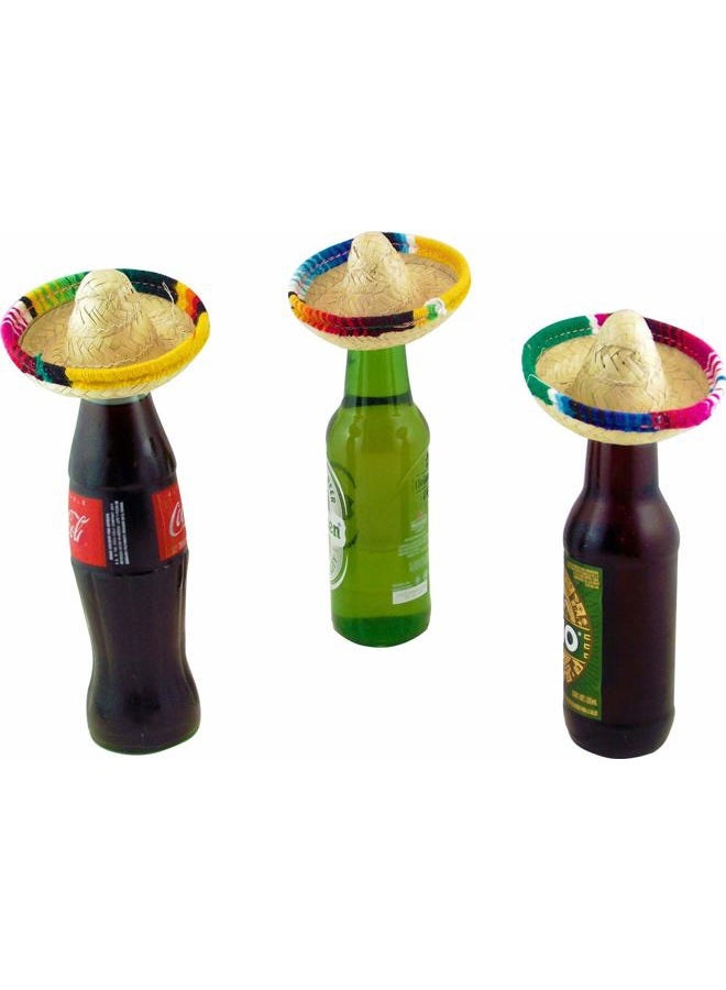 More Fiesta Mini Mexican Sombrero Zapata hat - 4 inches wide Small decorated straw hats, 12-pack - Image 2