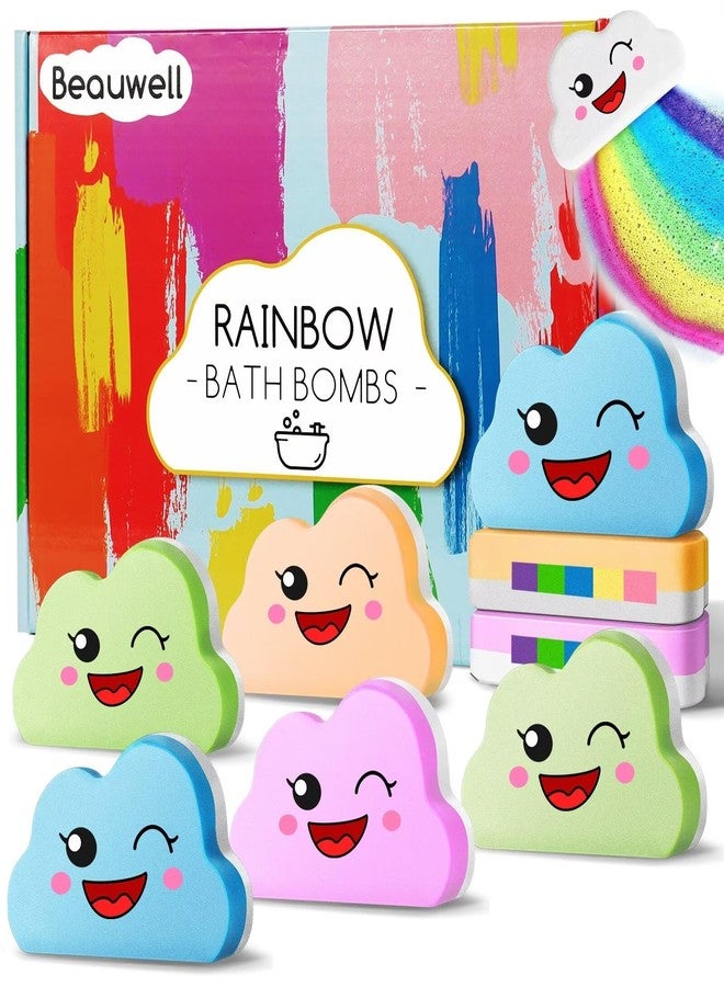 Beauwell Rainbow Bath Bombs for Kids, Handmade 8 Pcs Kids Bath Bombs Gift Set for Girls Teens Toddler Rainbow Bubble Fizzy - Image 1