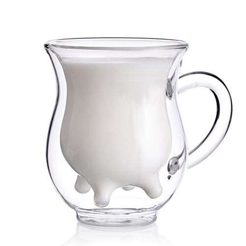 Double Wall Glass Cup Creative Cup Cute Calf Insulated Mugs Thermo Coffee Milk Cups Creamer Pitcher 230ML77oz