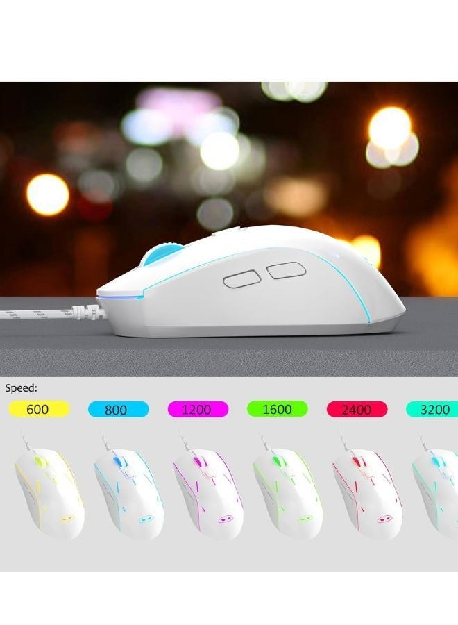 MageGee Gaming Keyboard and Mouse Combo GT838, 104 Keys RGB Backlit Quiet Wired Keyboards for Laptop PC MAC, with Number Pad, Metal Panel, Anti-Ghosting White - Image 2