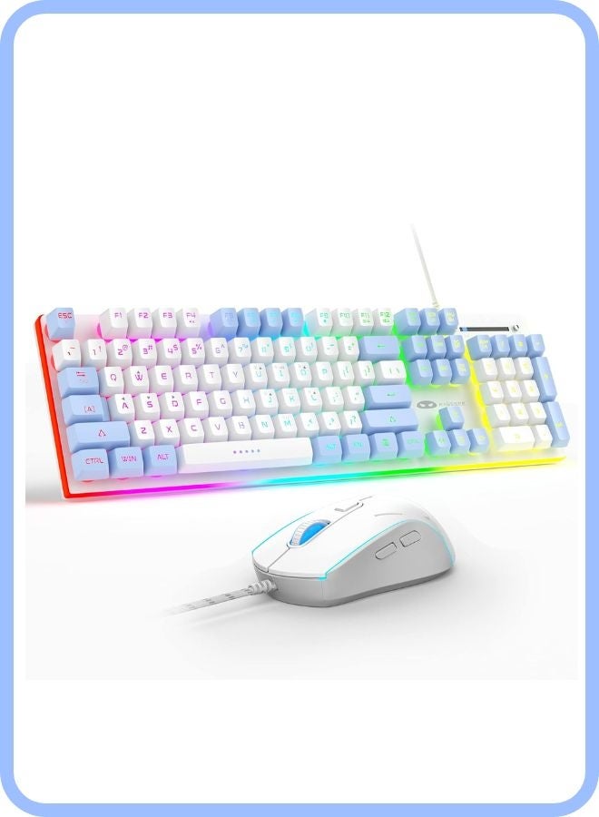 MageGee Gaming Keyboard and Mouse Combo GT838, 104 Keys RGB Backlit Quiet Wired Keyboards for Laptop PC MAC, with Number Pad, Metal Panel, Anti-Ghosting White - Image 1
