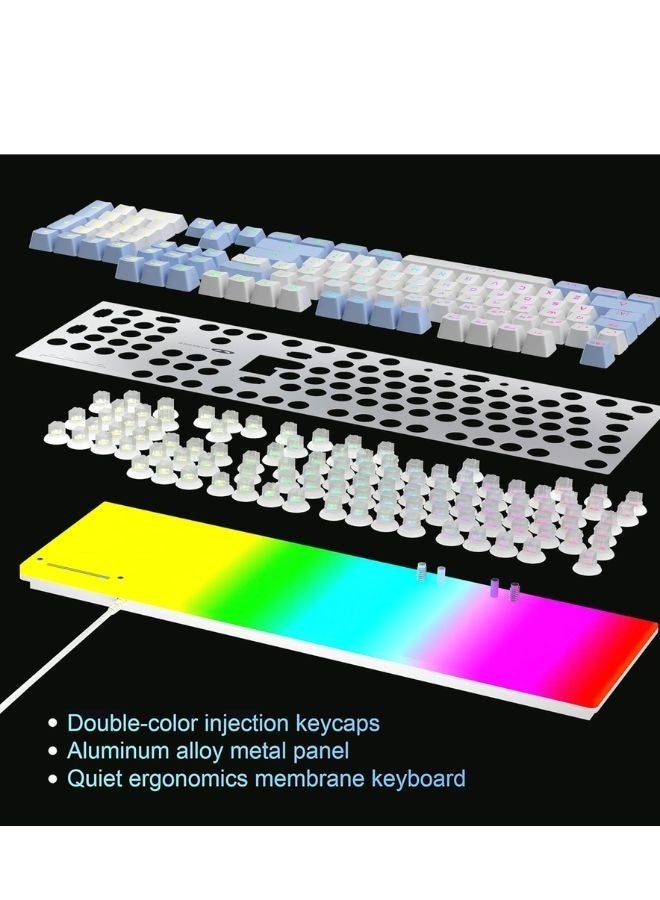 MageGee Gaming Keyboard and Mouse Combo GT838, 104 Keys RGB Backlit Quiet Wired Keyboards for Laptop PC MAC, with Number Pad, Metal Panel, Anti-Ghosting White - Image 4