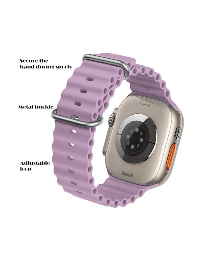 ten.tech - Ten Tech Silicone Band for Apple Watch Ultra/Ultra 2 49mm 45mm 44mm 42mm, Waterproof Soft Silicone Sports Band for iWatch Ultra SE 8/7/6/5/4/3/2/1, Light purple - Image 1