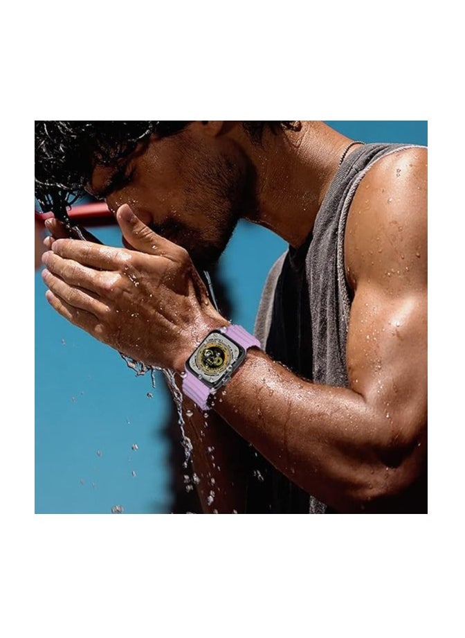 ten.tech - Ten Tech Silicone Band for Apple Watch Ultra/Ultra 2 49mm 45mm 44mm 42mm, Waterproof Soft Silicone Sports Band for iWatch Ultra SE 8/7/6/5/4/3/2/1, Light purple - Image 1