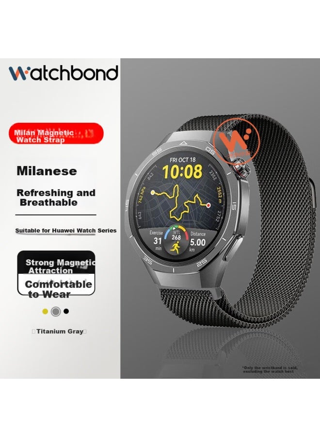 Watchband For Huawei Watch Gt5 Pro/watch 5 Milanese Magnetic Stainless Steel Watchband For Gt5/gt4/gt3 Watch4/4 Pro Sports Breathable Watchband