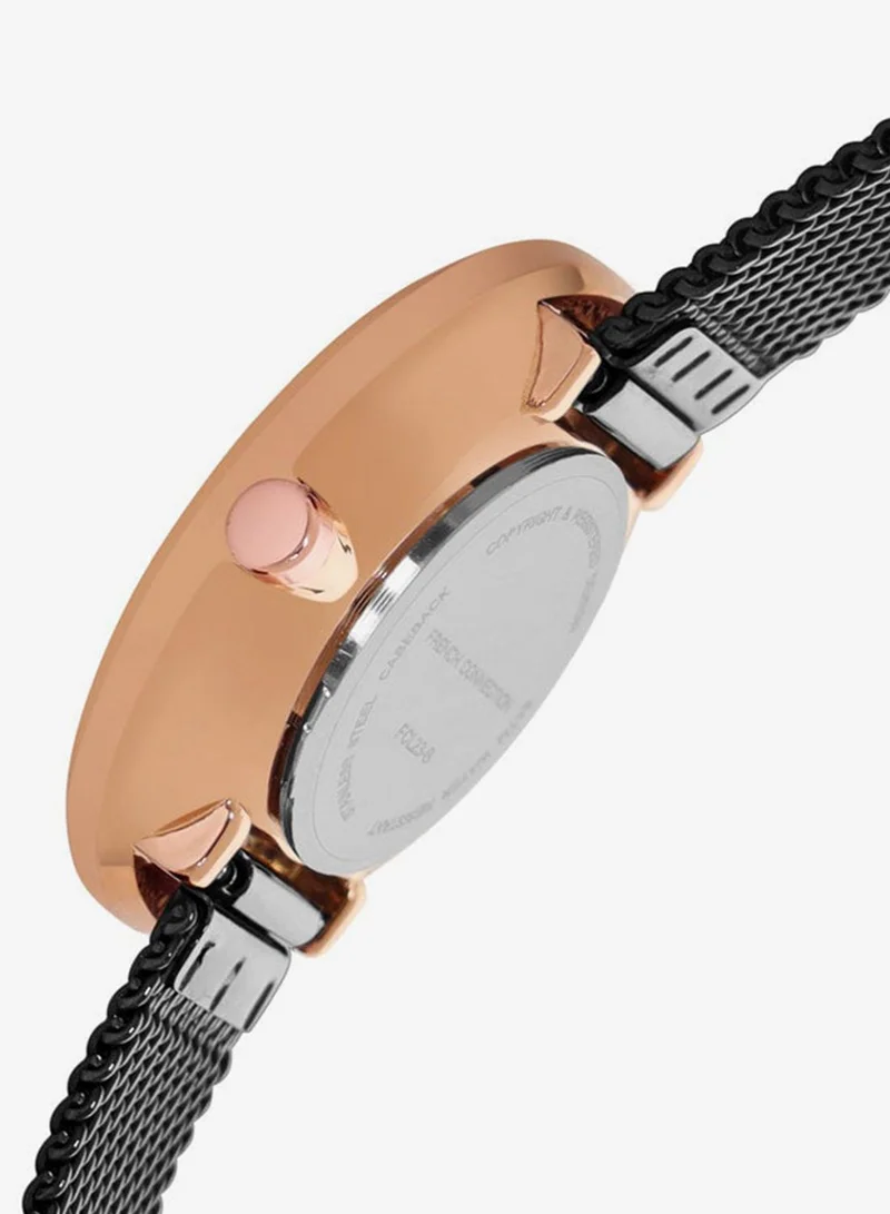 French Connection  Black Dial Black Stainless Steel Mesh Bracelet Analog Watch for Women 31mm for Women | Best Price UAE