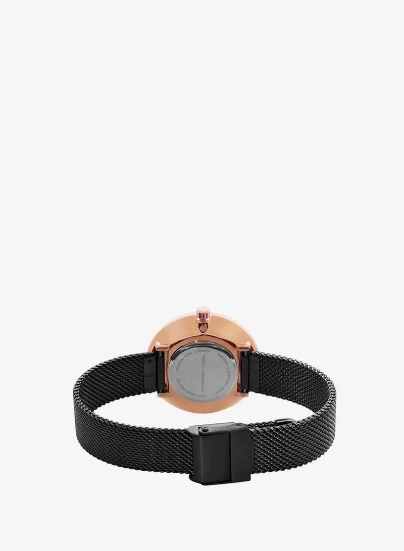French Connection  Black Dial Black Stainless Steel Mesh Bracelet Analog Watch for Women 31mm for Women | Best Price UAE