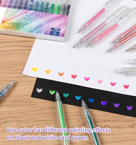 Joyask Glitter Gel Pens, 24 Colors Metallic Vibrant Retractable Sparkle Gel Pens for Coloring Journaling Drawing Doodling Colored Pen for Kids Adult Fun Pens 0.8-1mm - Image 4