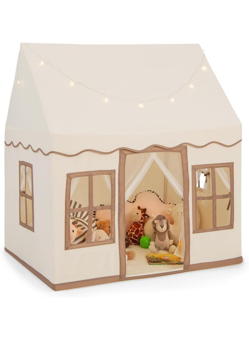 BLOOMING TIME Kids Play Tent House Toddler Indoor Outdoor Play House Tent Washable Foldable with LED Star Light Banner Windows Reading Corner Activity Center Toys for Boys Girls - Large for Baby - Image 1