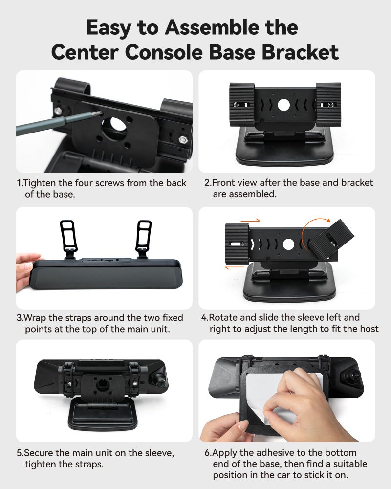 WOLFBOX Center Console Base Bracket for G850 / G840S / G930 / G840H / G900 / G890 / G900PRO / G850PRO / G900 Tripro Mirror Dash cam - Image 5