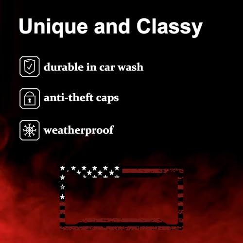DGDRHZ Black Red American Flag License Plate Frames, American Flag Car Accessories for Women & Men，US Car Plate License Plate Holder，Aluminum License Plate Frame Fits Standard Vehicles Size 12.2 x 6 Inch - Image 4