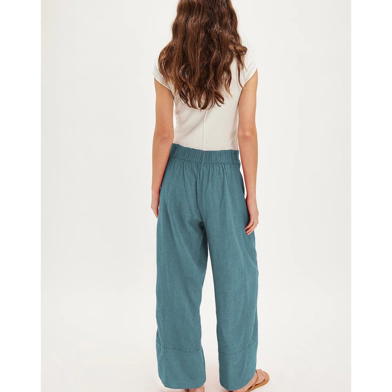 SeeLuNa Linen Pants for Women Cotton Baggy Boho Casual Palazzo Pants Wide Leg Long Lounge Trousers with Pockets(Blue,XS) - Image 2