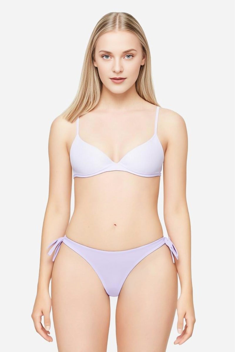 Lefties Women Solid Plain Bikini Bottom, Purple - Image 1