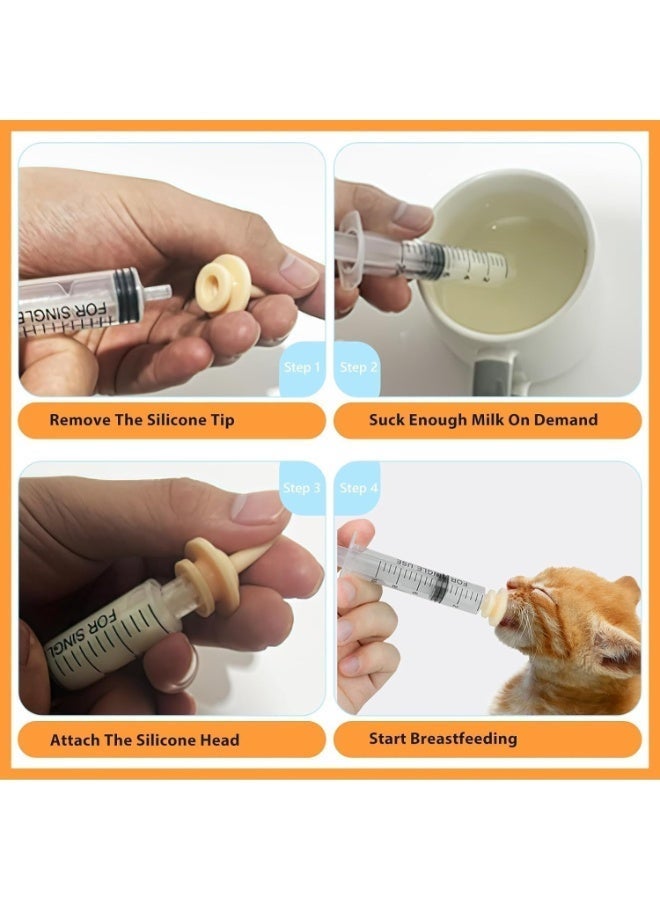 Pet Feeding Syringe Set with Pacifier, Silicone Feeding Tool for Kittens, Newborn Cats, Dogs, Small Animals, Rabbits, Feeding Syringes, Liquid Syringes, Kitten Feeding Products, Replacement Nipples for Rabbits, Small Animals, Squirrels, Mini Cat Bottles - Image 4