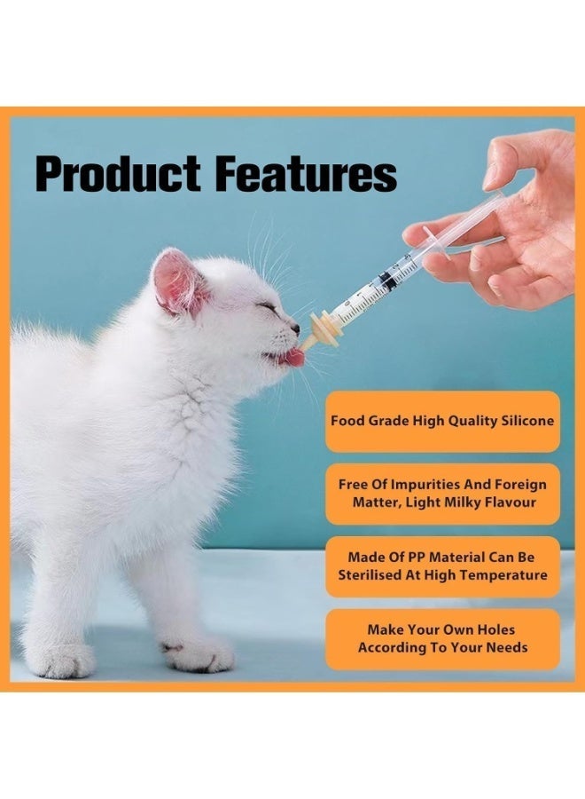 Pet Feeding Syringe Set with Pacifier, Silicone Feeding Tool for Kittens, Newborn Cats, Dogs, Small Animals, Rabbits, Feeding Syringes, Liquid Syringes, Kitten Feeding Products, Replacement Nipples for Rabbits, Small Animals, Squirrels, Mini Cat Bottles - Image 5