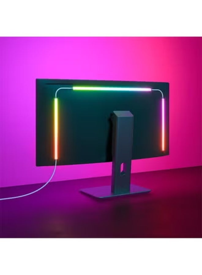 إضاءة خلفية لشاشة الكمبيوتر بتقنية LED، شرائط إضاءة LED، تتزامن مع ألوان الشاشة أو الموسيقى للألعاب والأفلام وغيرها. تحكم عبر البرنامج، شريط إضاءة RGBIC خلف الشاشة، يعمل بمنفذ USB (24 بوصة). - Image 1