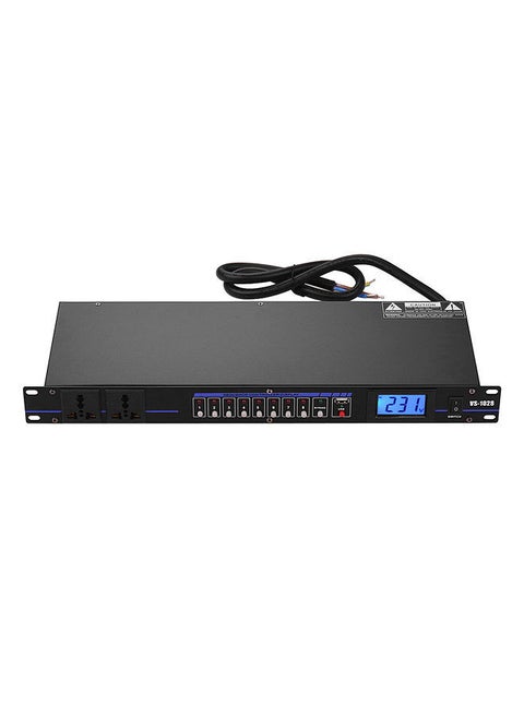 VS-1028 10-outlet Rack Mount Power Sequence Controller Conditioner Surge Protector Power Supply Regulator with LCD Display USB Interface for DJ Equipment Instrument Rigs Audio Recording System