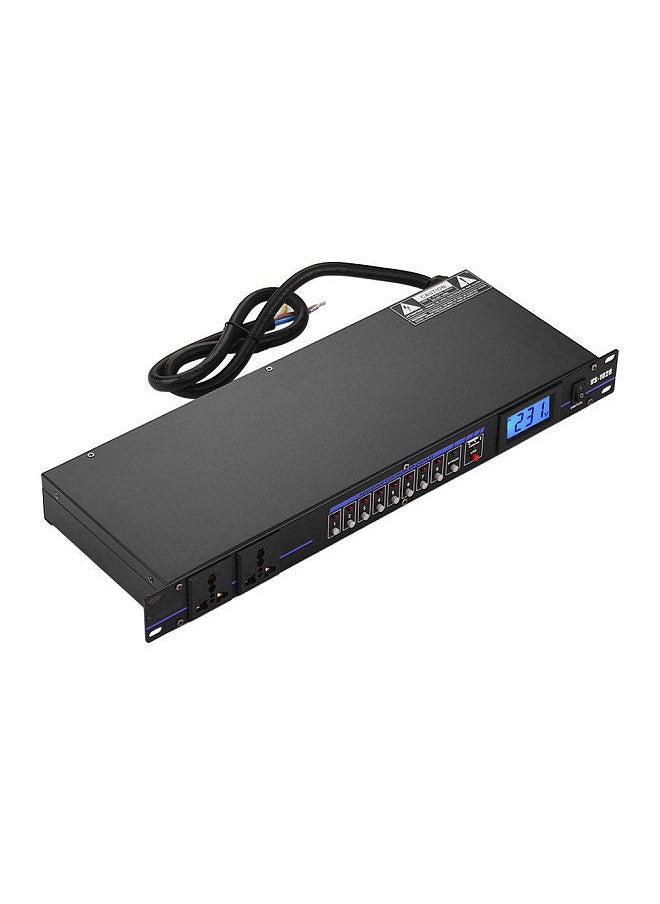 VS-1028 10-outlet Rack Mount Power Sequence Controller Conditioner Surge Protector Power Supply Regulator with LCD Display USB Interface for DJ Equipment Instrument Rigs Audio Recording System