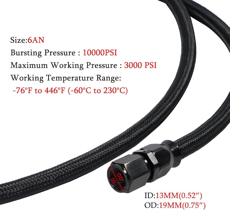 YESHMA 6AN PTFE Hose 7FT Transmission Cooler Lines with Fittings for 4L60 700R4 TH350 TH400 - Image 4