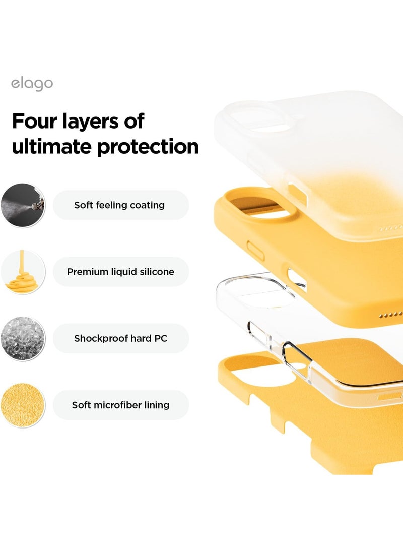 Elago Liquid Silicone for iPhone 16 Case Cover Full Body Protection, Shockproof, Slim, Anti-Scratch Soft Microfiber Lining - Sunshine - Image 4
