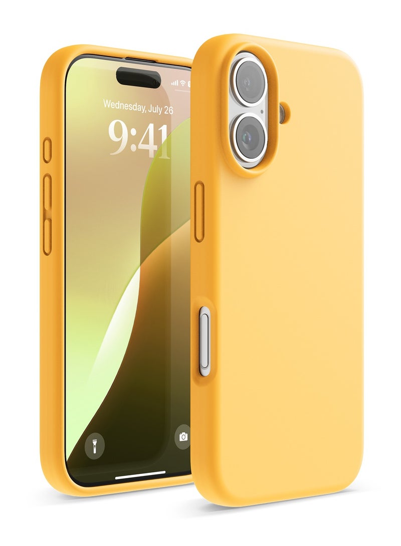 Elago Liquid Silicone for iPhone 16 Case Cover Full Body Protection, Shockproof, Slim, Anti-Scratch Soft Microfiber Lining - Sunshine - Image 1