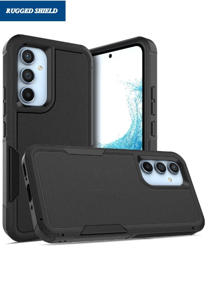 RUGGED SHIELD Samsung Galaxy A-55 Case, Dual Layer Protective Heavy Duty Cell Phone Cover, Super Shockproof Drop Proof Protective Case Cover for Samsung Galaxy A-55 5G 2024, Black  - Image 1