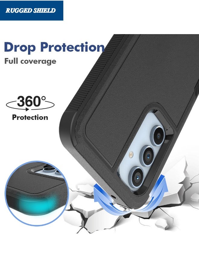 RUGGED SHIELD Samsung Galaxy A-55 Case, Dual Layer Protective Heavy Duty Cell Phone Cover, Super Shockproof Drop Proof Protective Case Cover for Samsung Galaxy A-55 5G 2024, Black  - Image 4