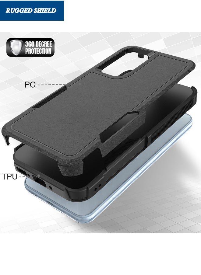RUGGED SHIELD Samsung Galaxy A-55 Case, Dual Layer Protective Heavy Duty Cell Phone Cover, Super Shockproof Drop Proof Protective Case Cover for Samsung Galaxy A-55 5G 2024, Black  - Image 3