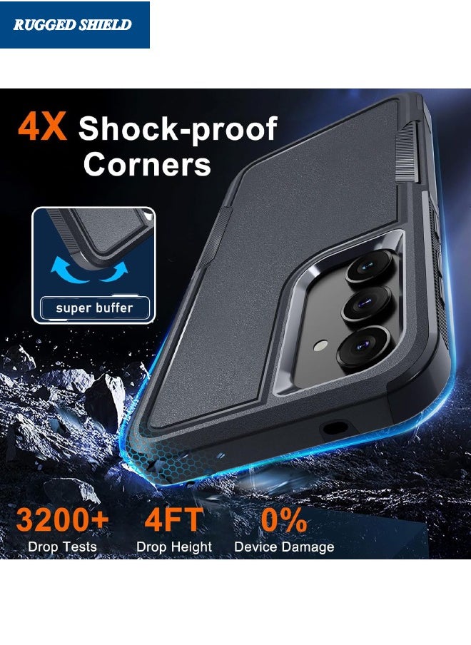 RUGGED SHIELD Samsung Galaxy A-55 Case, Dual Layer Protective Heavy Duty Cell Phone Cover, Super Shockproof Drop Proof Protective Case Cover for Samsung Galaxy A-55 5G 2024, Black  - Image 5