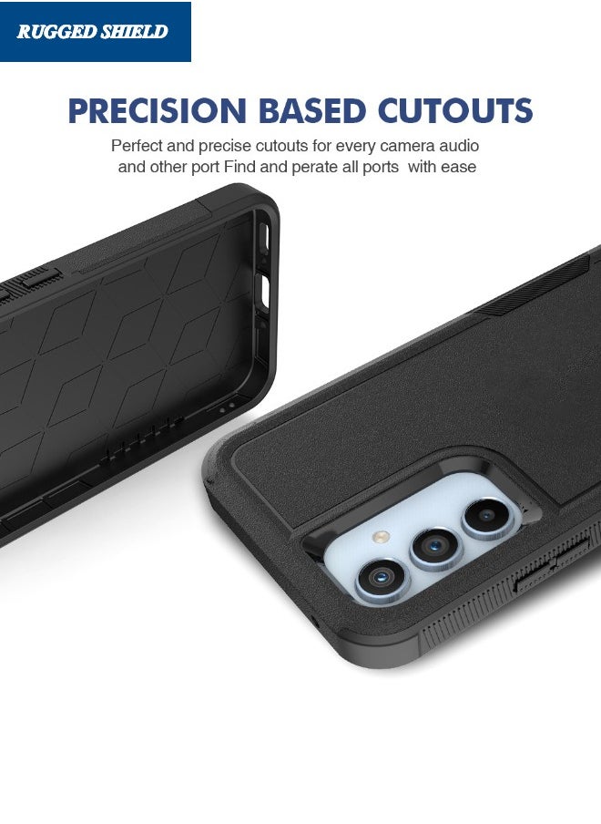 RUGGED SHIELD Samsung Galaxy A-55 Case, Dual Layer Protective Heavy Duty Cell Phone Cover, Super Shockproof Drop Proof Protective Case Cover for Samsung Galaxy A-55 5G 2024, Black  - Image 2