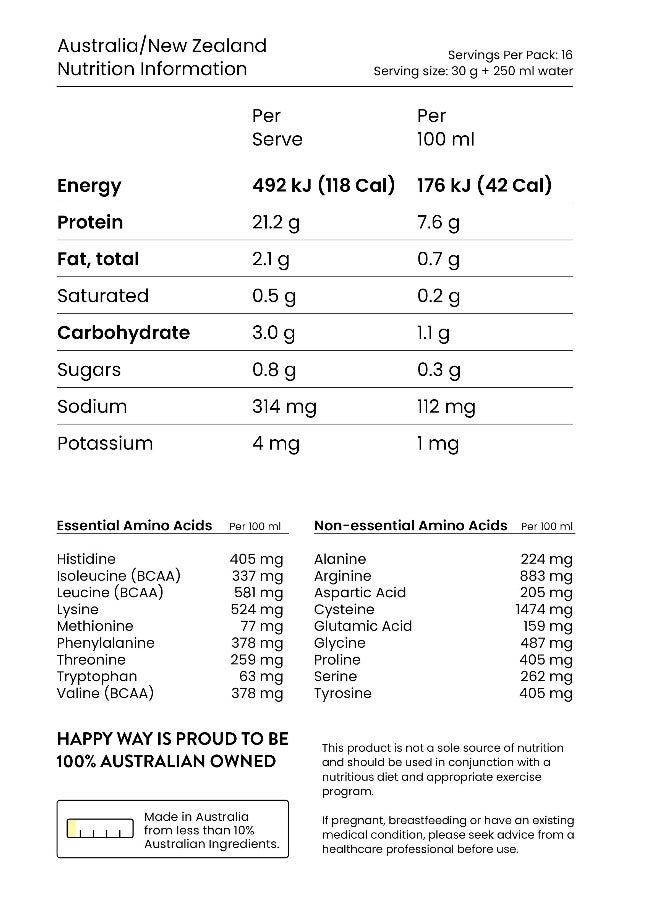 HappyWay Vegan Vanilla Protein Powder 500G - Image 3